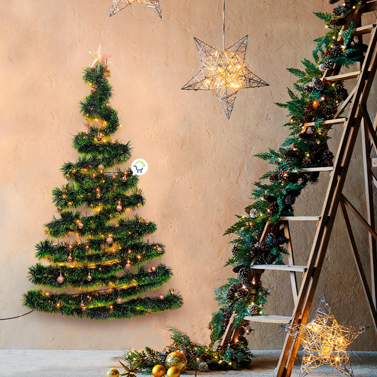 Nuevo Árbol de Navidad de Pared con decoración ¡La Magia en Espacios Pequeños!