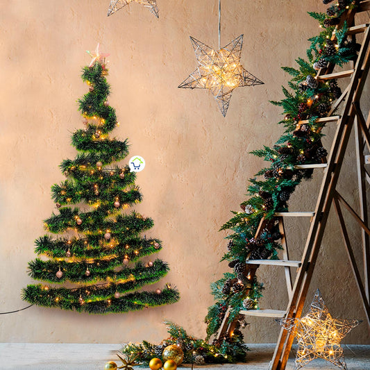 Nuevo Árbol de Navidad de Pared con decoración ¡La Magia en Espacios Pequeños!