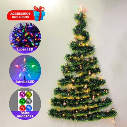 Nuevo Árbol de Navidad de Pared con decoración ¡La Magia en Espacios Pequeños!