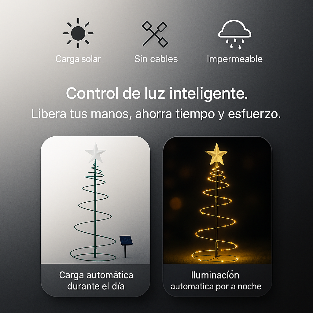 Árbol de Navidad exteriores (con panel solar) - Go-Market.com.co