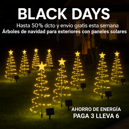 Árbol de Navidad exteriores (con panel solar) - BLACK DAYS - PAGA 3 LLEVAS 6