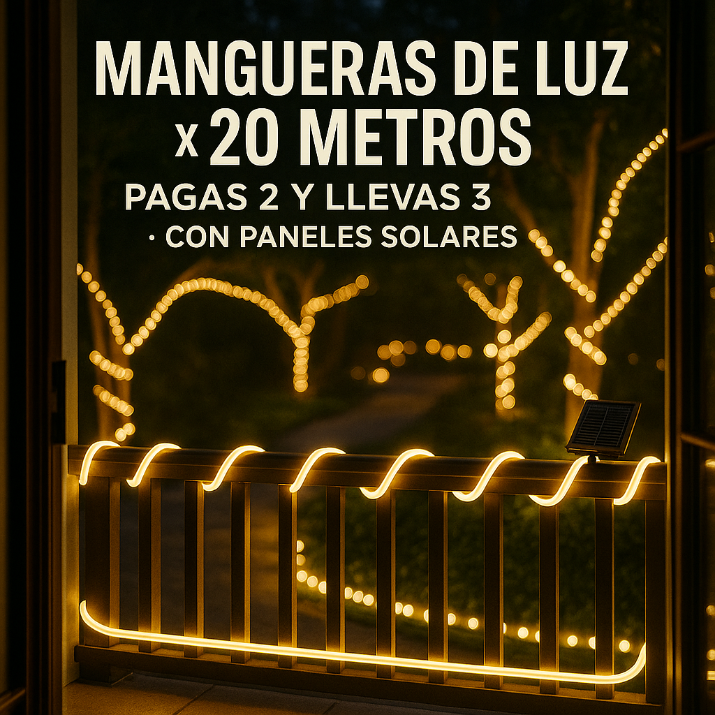 Manguera Solar  Luces De Navidad 20m (PAGAS 2 LLEVAS 3 ESTA SEMANA) + ENVÍO GRATIS - Go-Market.com.co