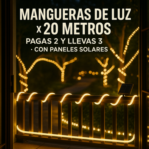 Manguera Solar  Luces De Navidad 20m (PAGAS 2 LLEVAS 3 ESTA SEMANA) + ENVÍO GRATIS - Go-Market.com.co
